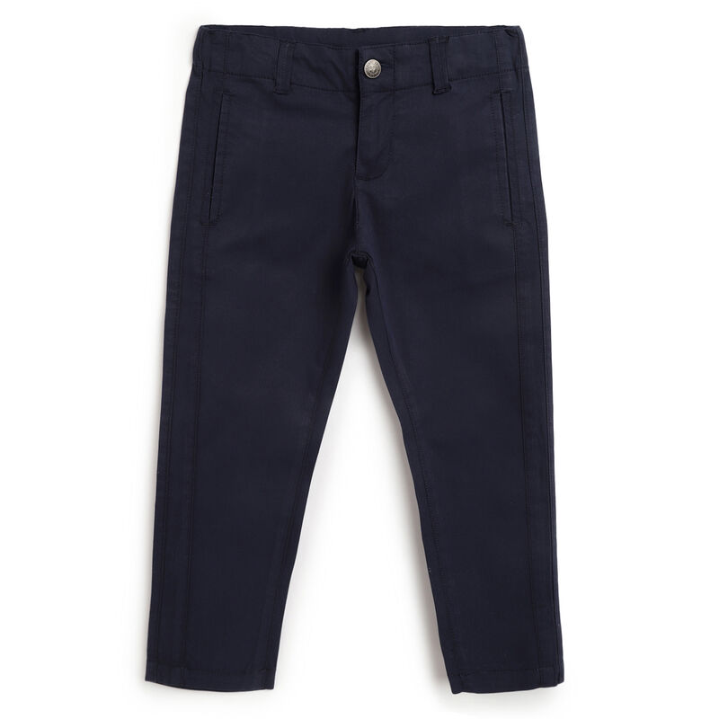 Boys Dark Blue Solid Long Trousers image number 0